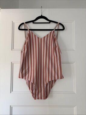 June Swimwear Striped Pink One-Piece Swimsuit